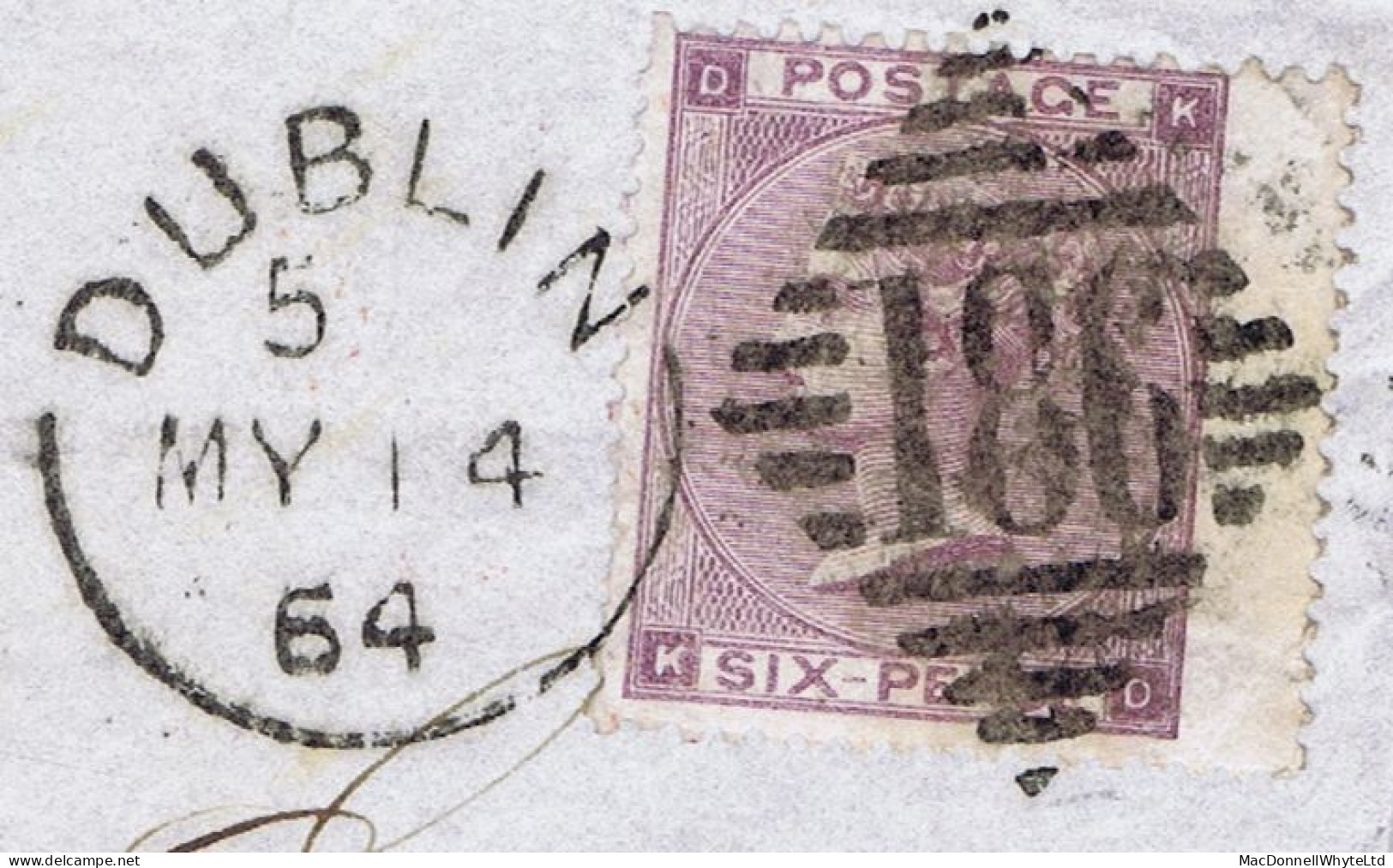 Ireland Dublin 1864 Letter To Jerez Re Wines With 6d Lilac Plate 3 Tied DUBLIN/186 Duplex, ESPANA IRUN Border Cds - Lettres & Documents