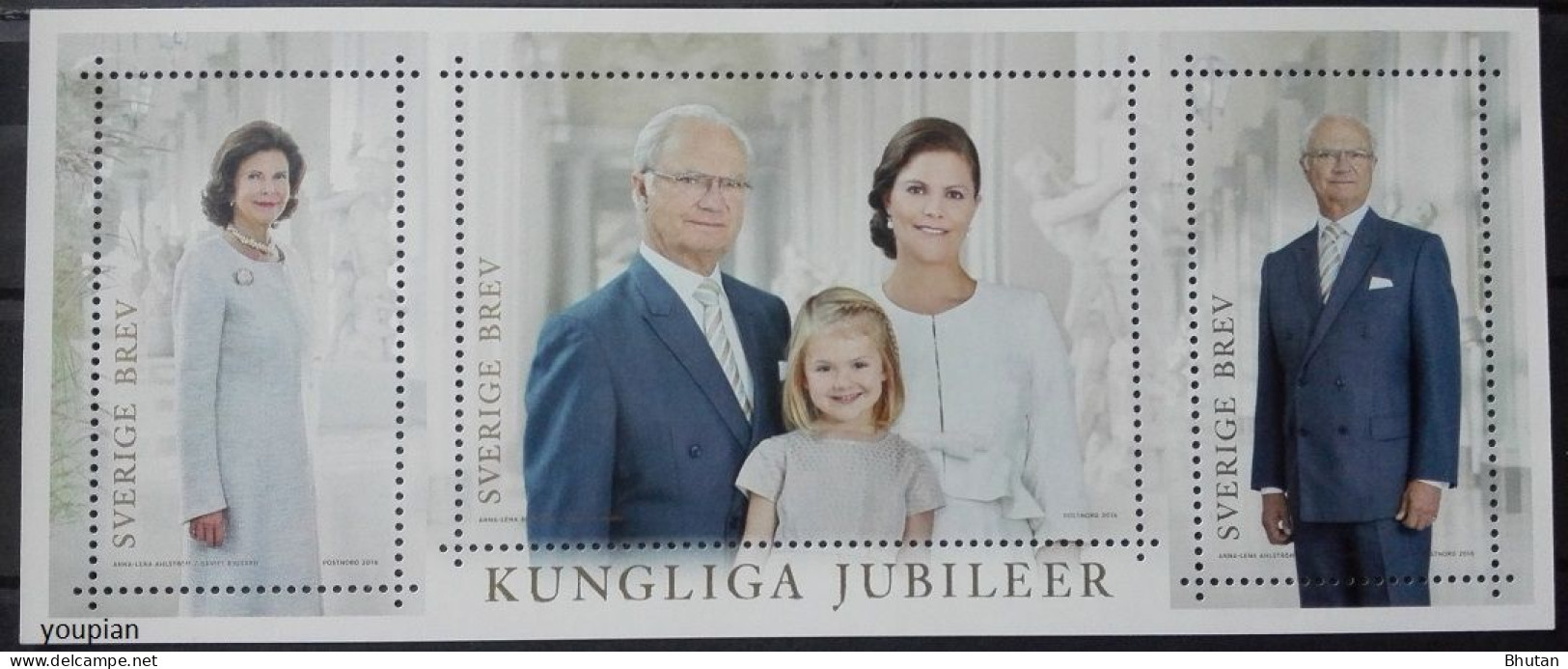 Sweden 2016, 40th Anniversary Of The Throne Of King Carl XVI Gustaf, MNH S/S - Ungebraucht