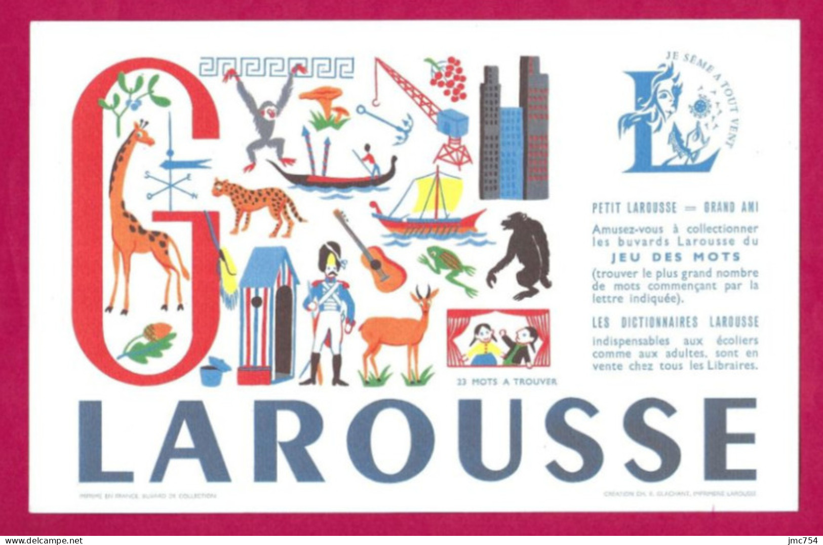 Buvard Ancien Larousse.   Lettre G. - Collections, Lots & Series