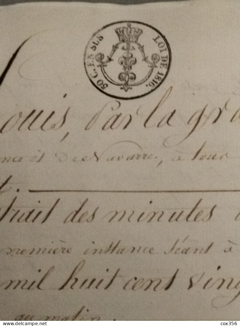 VIEUX PAPIERS Cachets BRETAGNE FOUGERES 1823. Signer ORANGE - Cachets Généralité