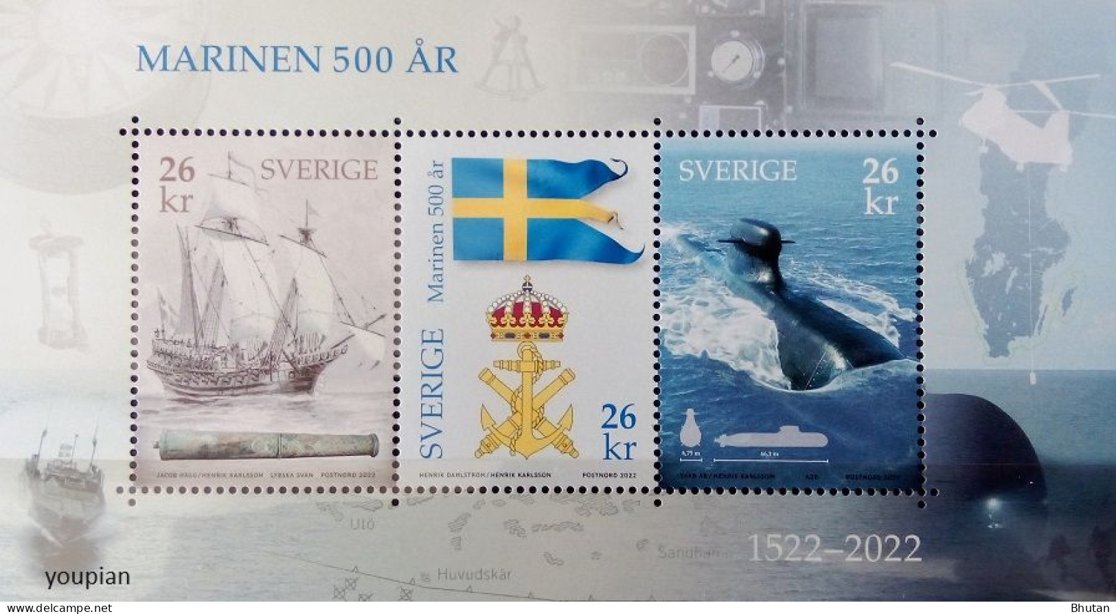 Sweden 2022, 500 Years Of Navy, MNH S/S - Ungebraucht