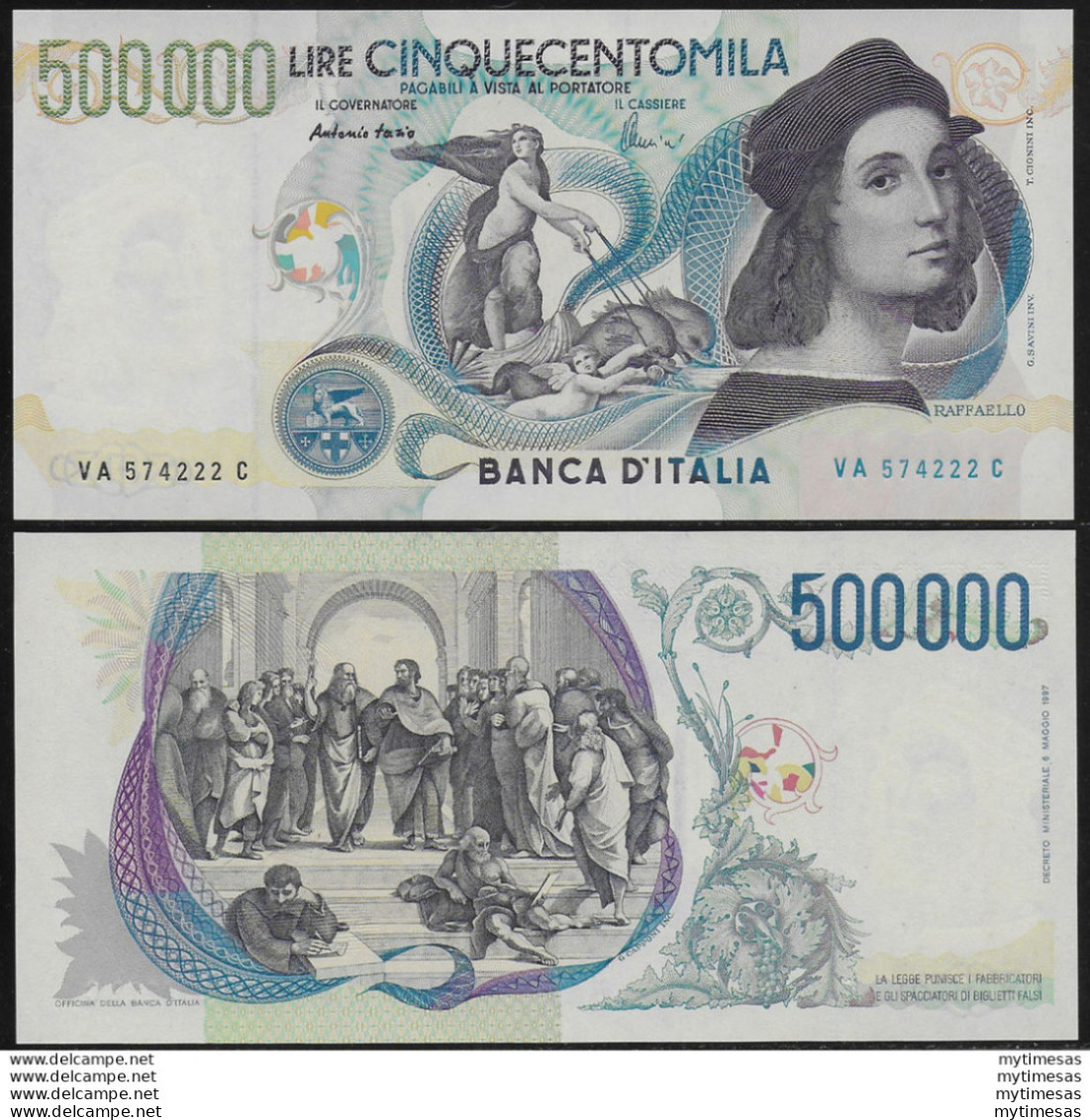 1997 Lire 500.000 Raffaello Sanzio FDS Rif. BI 86A Gigante - Otros & Sin Clasificación