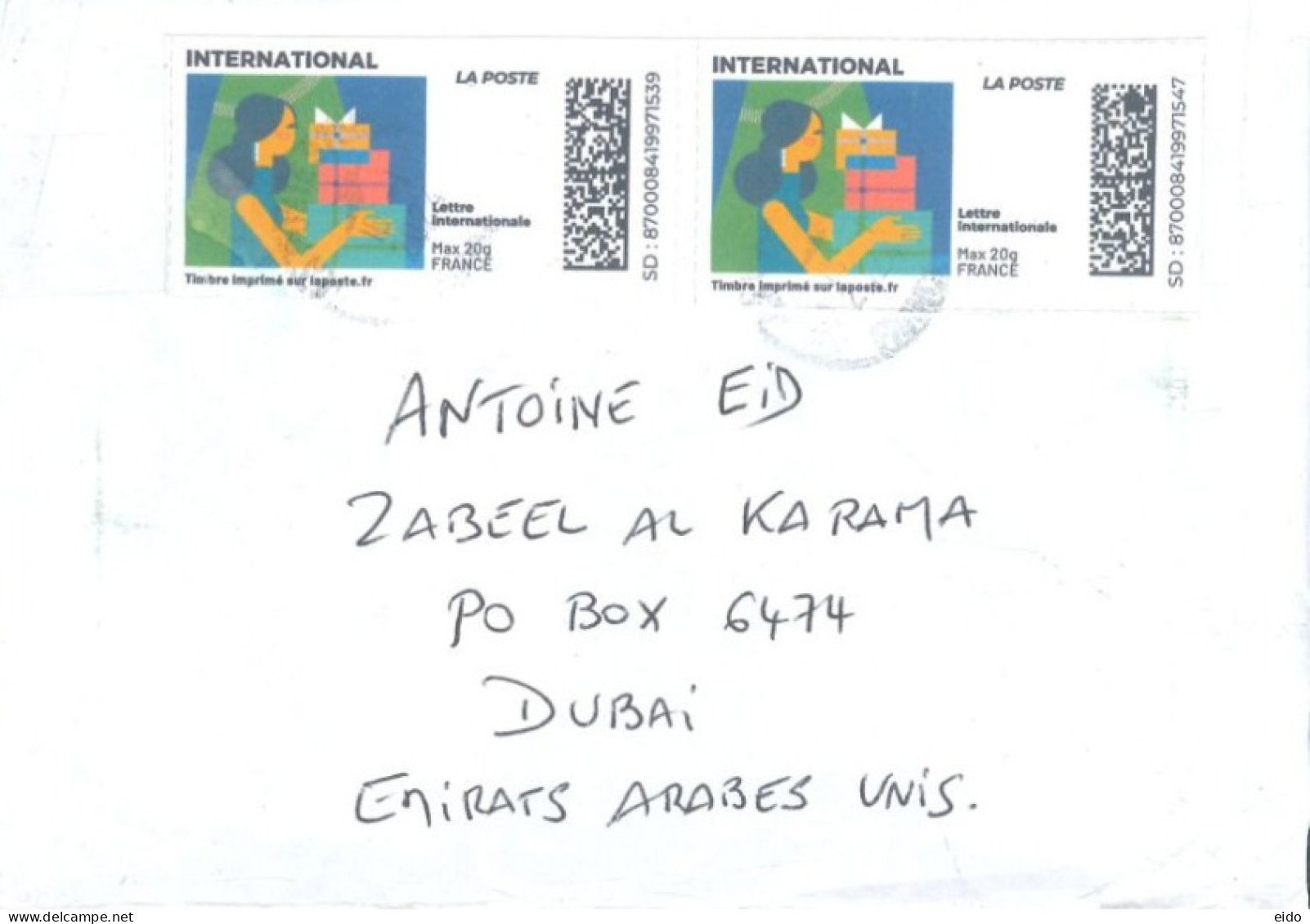 FRANCE - 2024 - POSTAL LABELS COVER TO DUBAI. - Covers & Documents