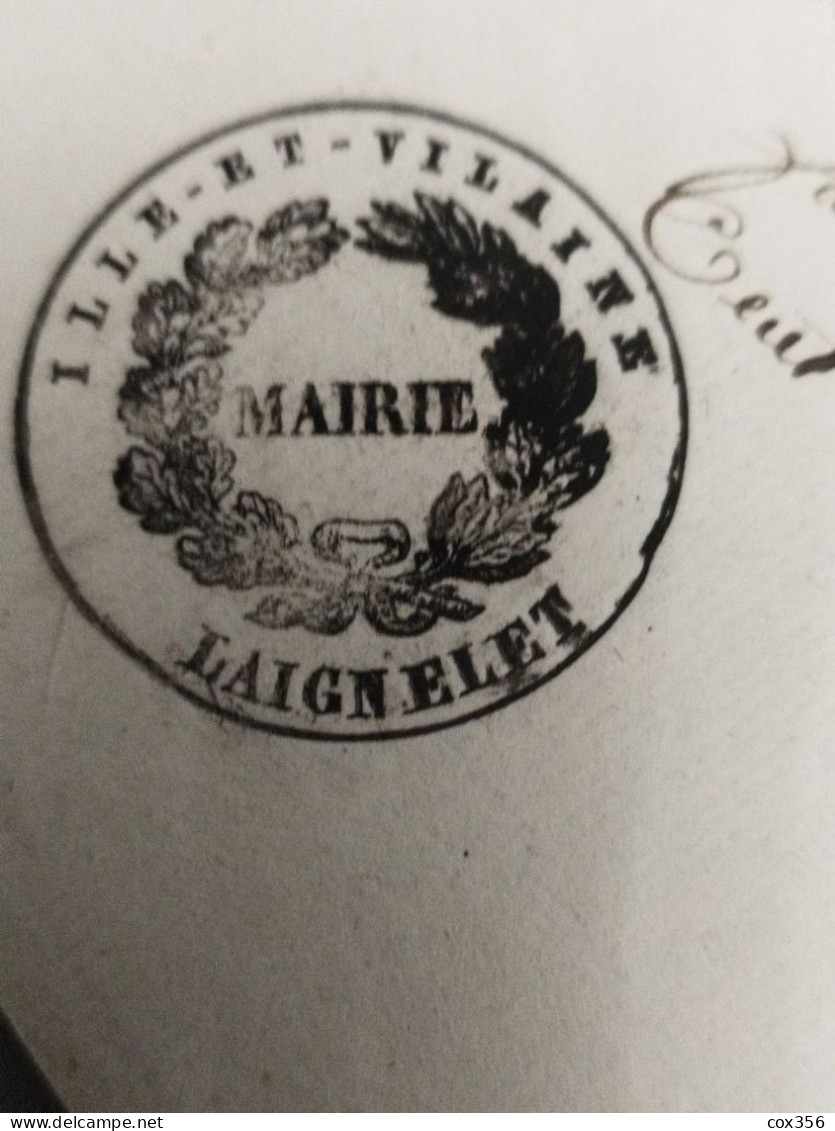 VIEUX PAPIERS Cachets Mairie LAIGNELET BRETAGNE 1831. Signer BARO . ( LA FORAIRIE ) - Cachets Généralité