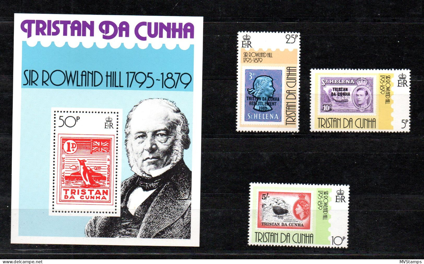 Tristan Da Cuna 1979 Satz 262/64+Bl.10 Sir Rowland Hill Postfrisch - Tristan Da Cunha