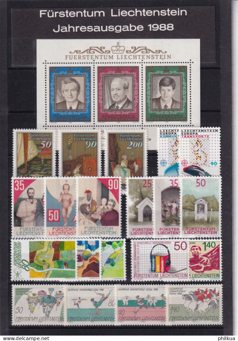1988 Liechtenstein Kompletter Jahrgang - Postfrisch/**/MNH - Annate Complete