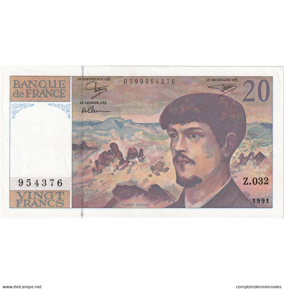 France, 20 Francs, 1991, Z.032, NEUF, Fayette:66Bis.2, KM:151e - 20 F 1980-1997 ''Debussy''