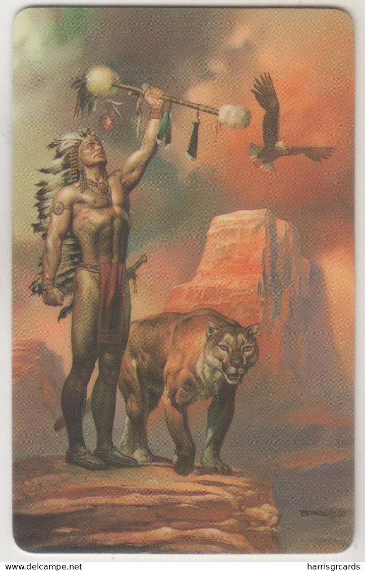 USA - Boris Vallejo Fantasy Art The Indian & Tiger, Global Link/PTC/NTT America (PEO), 15 U, 10/94, Tirage 2.500, Used - Other & Unclassified