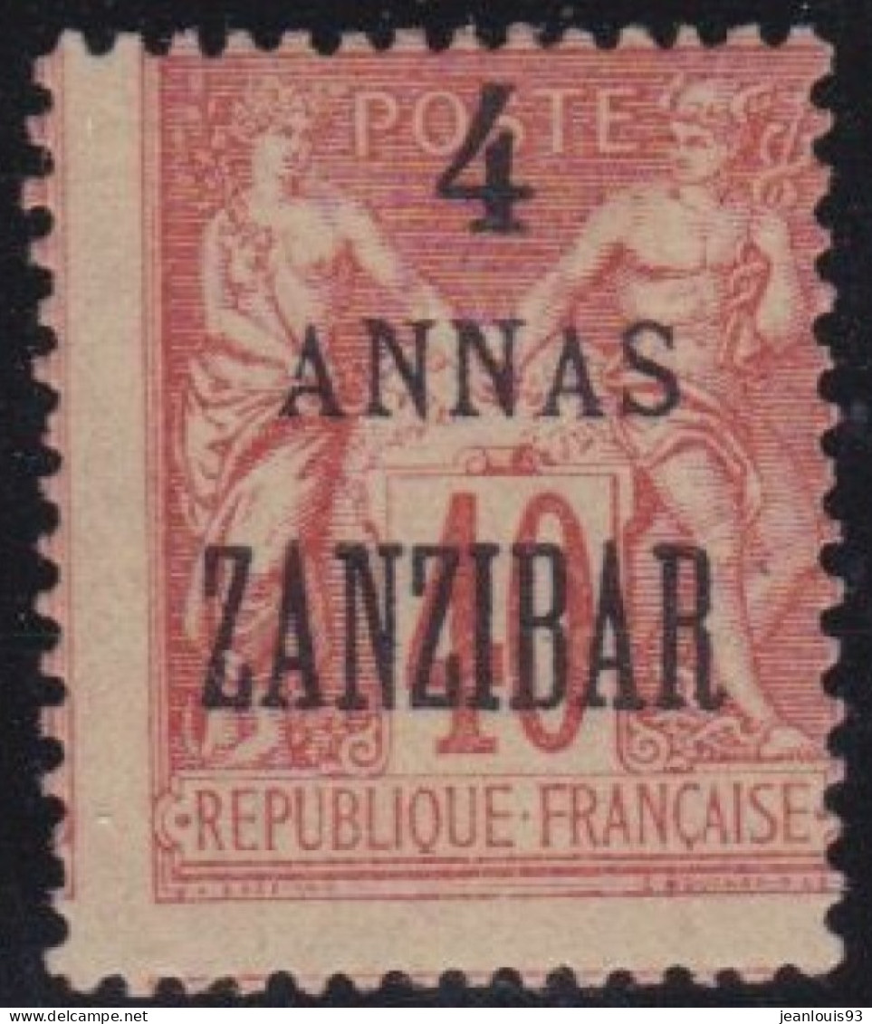 ZANZIBAR  - 26  4 ANNAS SUR 40C NEUF* AVEC CHARNIERE COTE 17 EUR - Unused Stamps