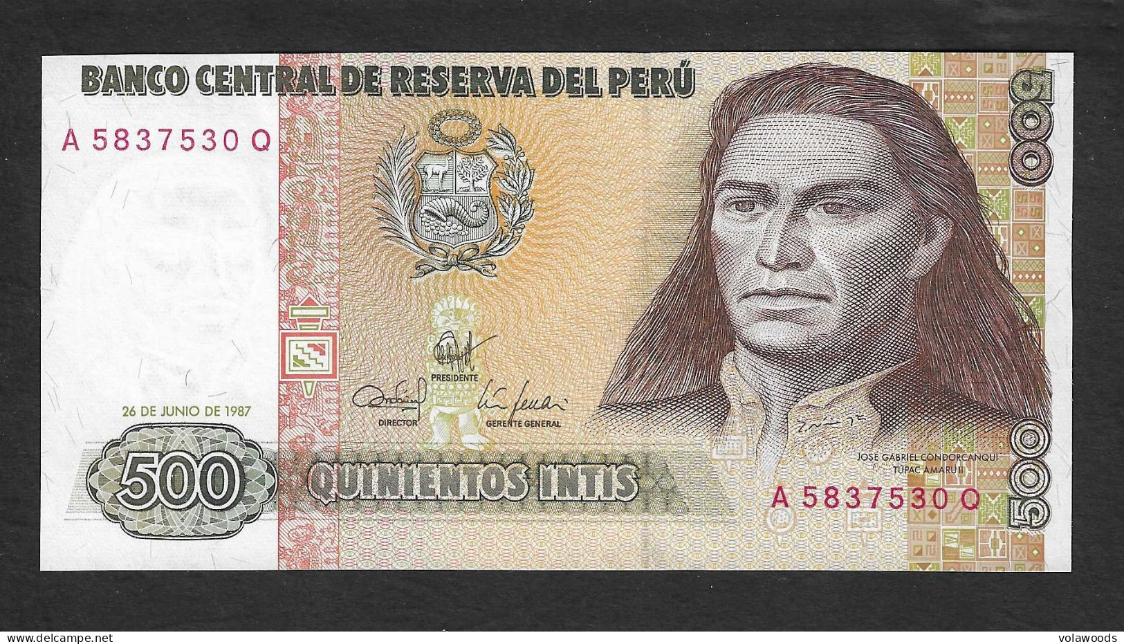 Perù - Banconota Non Circolata FdS UNC Da 500 Intis P-134b - 1987 #19 - Peru