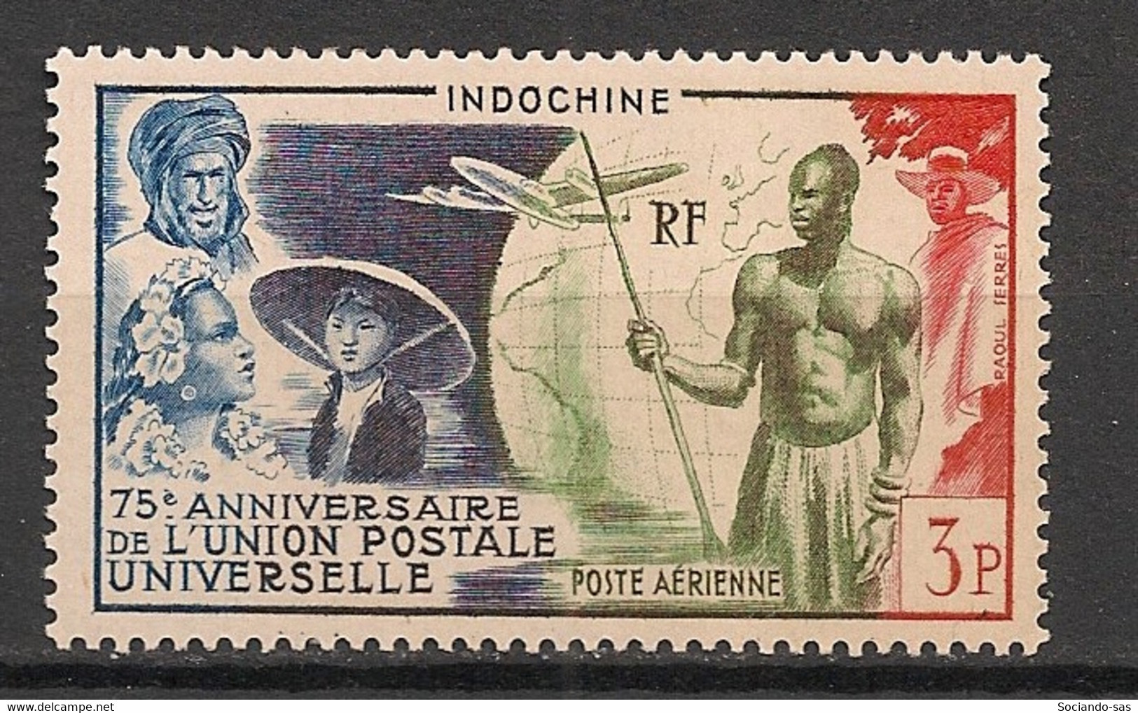INDOCHINE - 1949 - Poste Aérienne PA N°YT. 48 - UPU / Union Postale Universelle - Neuf * / MH VF - Luftpost