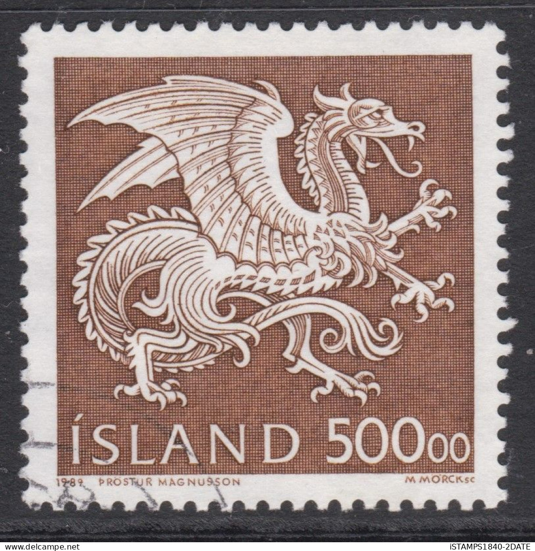 00707/ Iceland 1989 Sg732 500k Brown Fine Used Dragon. Cv £14 - Oblitérés