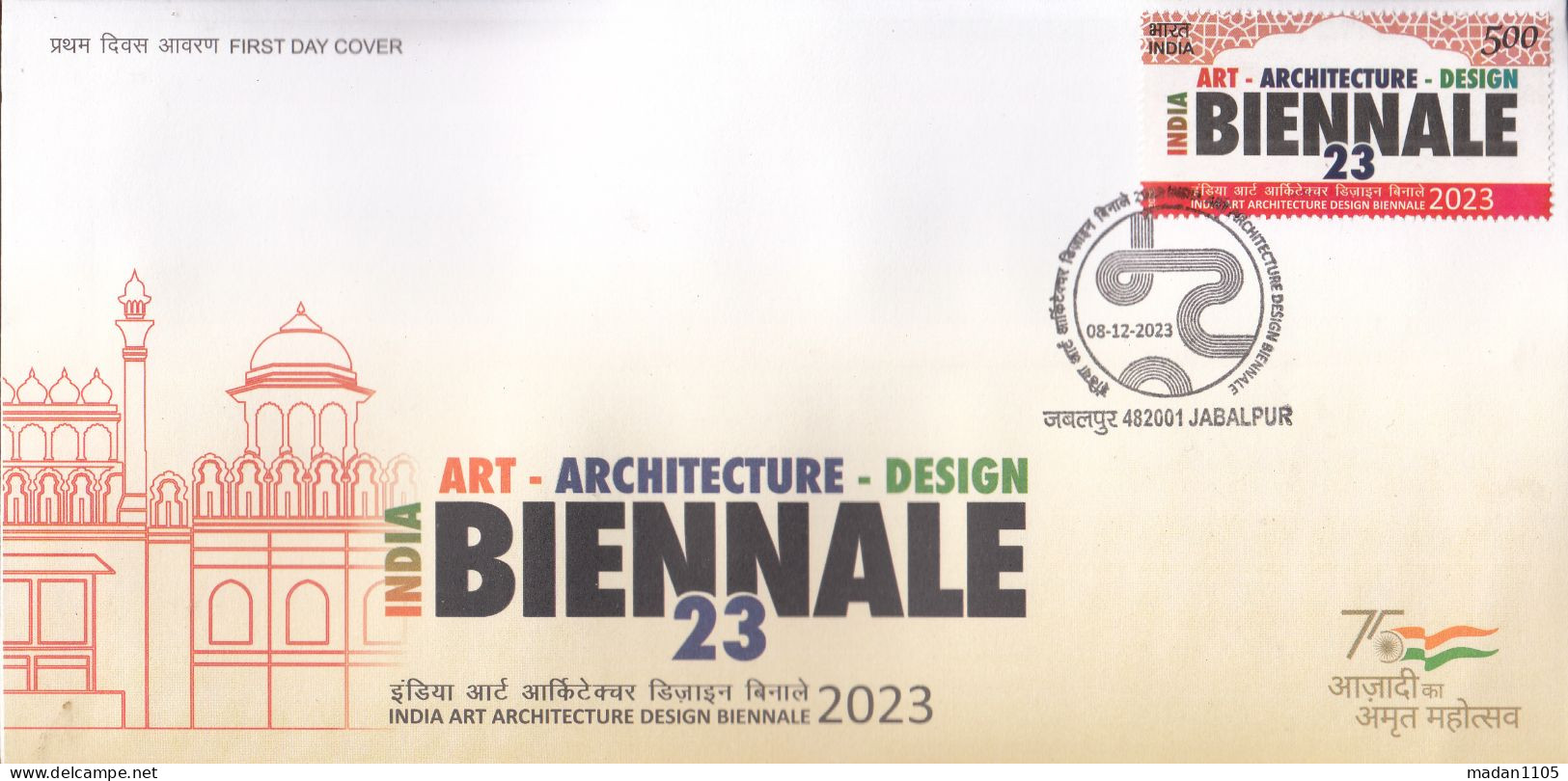 INDIA 2023 Art Architecture Design Biennale 2023,  FDC, First Day Cover, Jabalpur Cancelled. - FDC