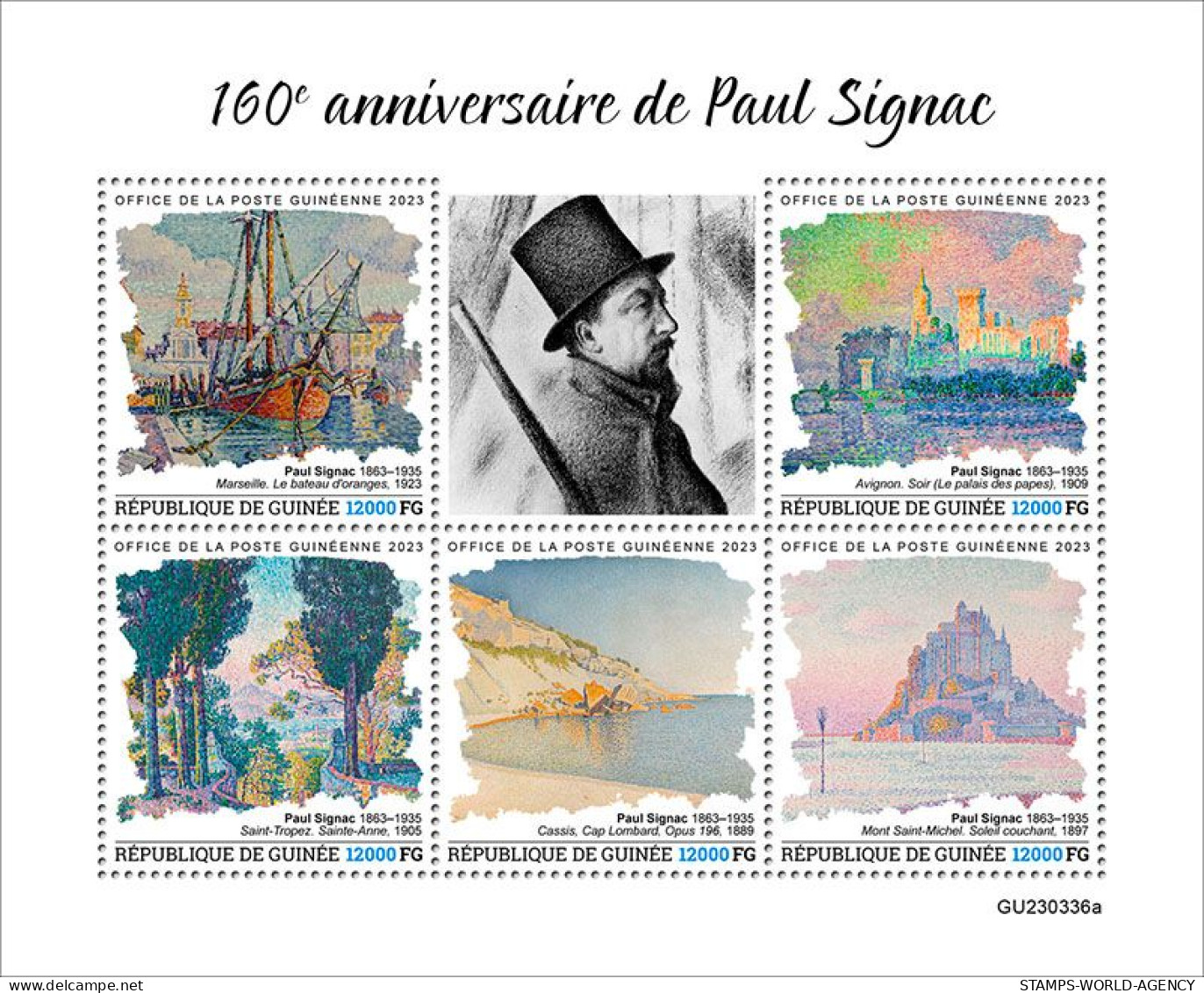 2024-02 - GUINEA- PAUL SIGNAC              5V  MNH** - Impressionisme