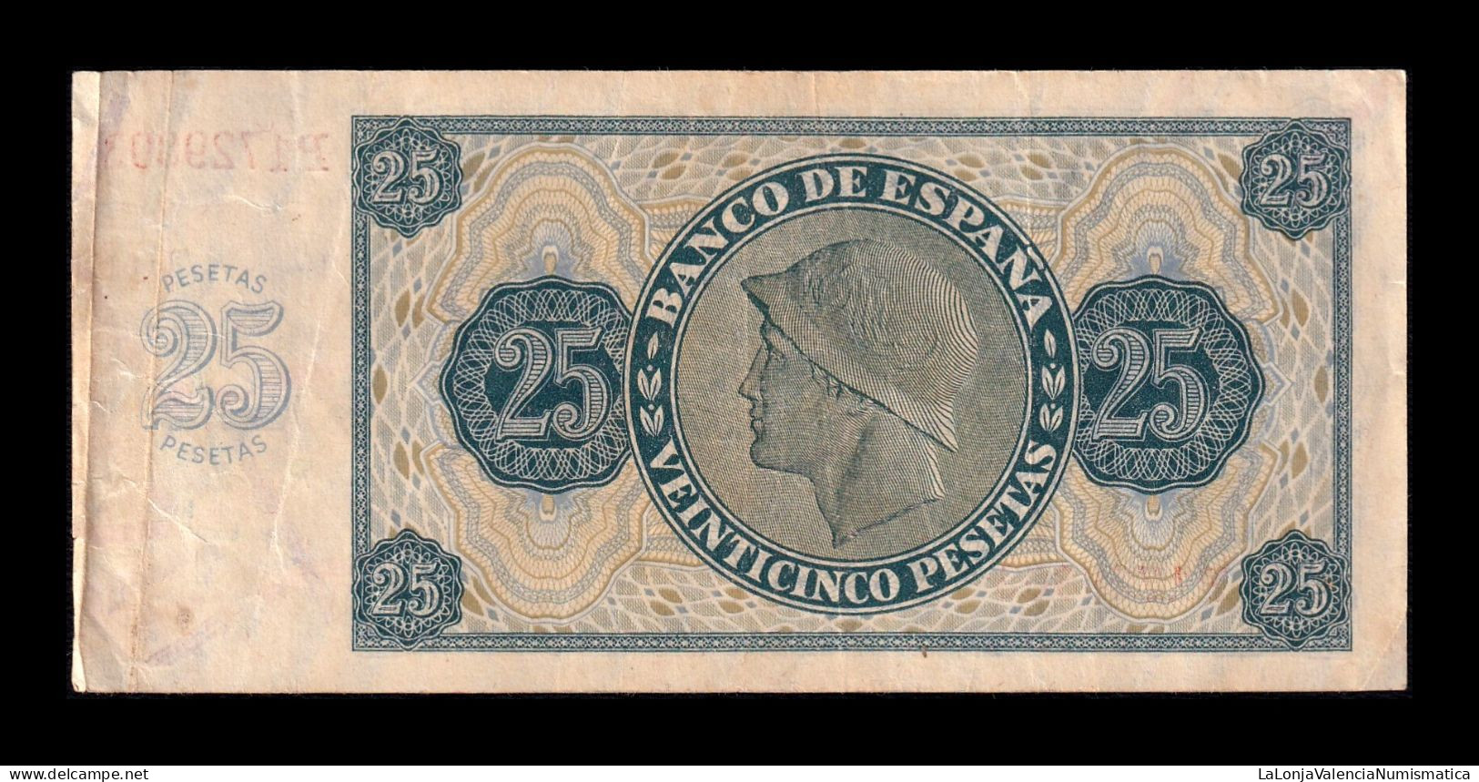 España Spain 25 Pesetas Burgos 1936 Pick 99 Serie P Mbc Vf - 25 Pesetas