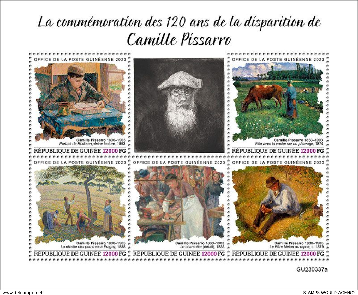 2024-02 - GUINEA- CAMILLE PISSARRO              5V  MNH** - Impressionismo