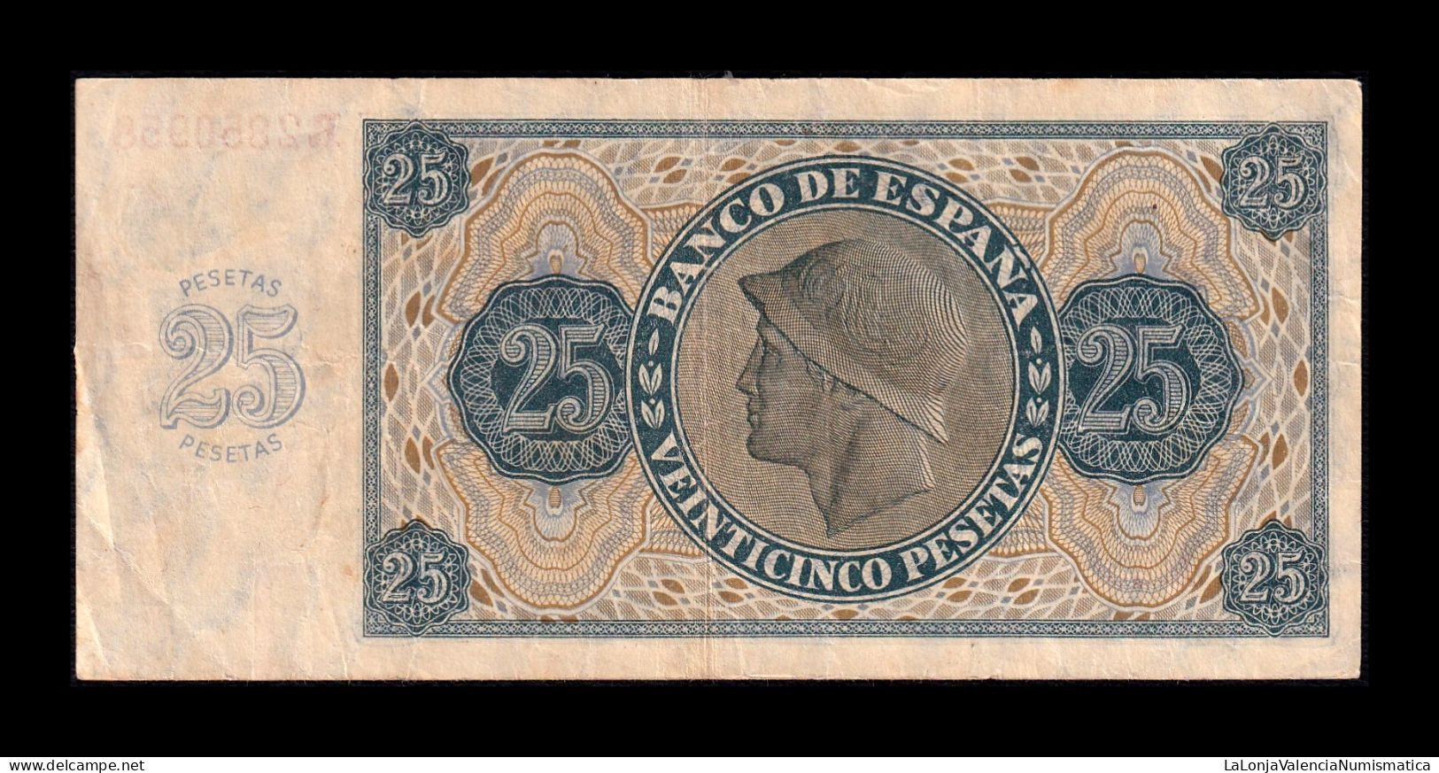 España Spain 25 Pesetas Burgos 1936 Pick 99 Serie R Mbc Vf - 25 Peseten