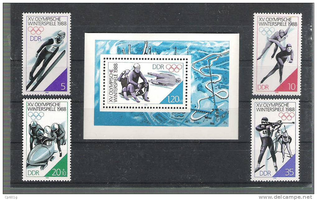 Allemagne DDR  JO Calgary 1988  YT 2754 - 2757 + BF 89  ** MNH - Inverno1988: Calgary