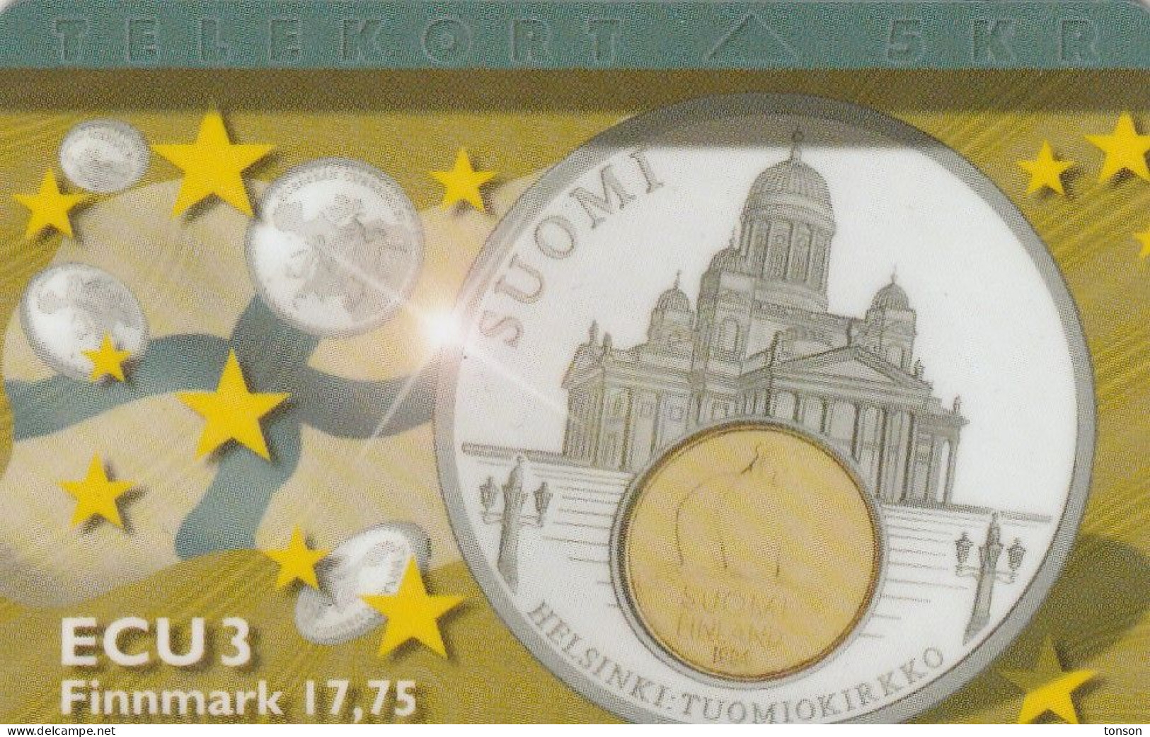 Denmark, P 128,  ECU-Finland,  Mint, Only 700 Issued, Coin, Flag, 2 Scans. - Danimarca
