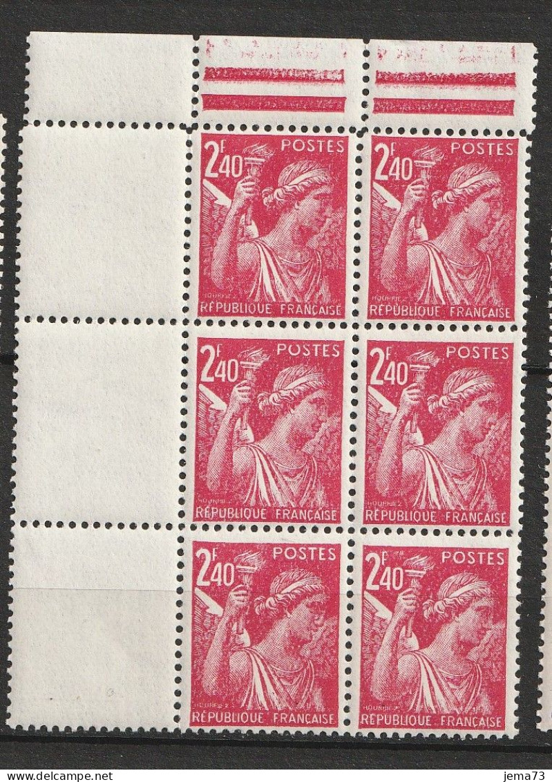 N° 654 Type Iris: Beau Bloc De 6 Timbres Neuf Impecable - 1939-44 Iris