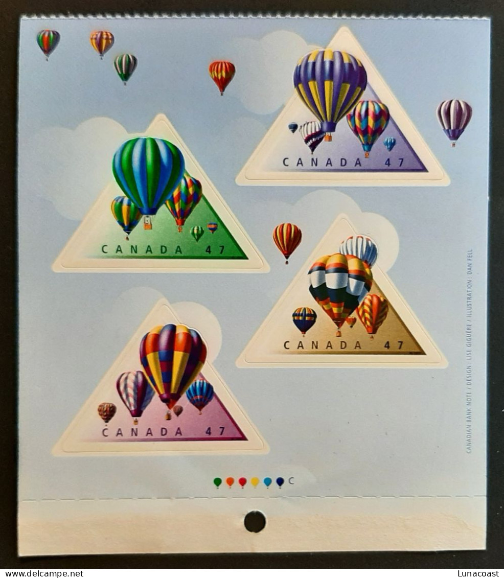 Canada 2001 MNH **  Sc  1921, Booklet Pane Of 4 X 47c Hot Air Balloons - Ongebruikt