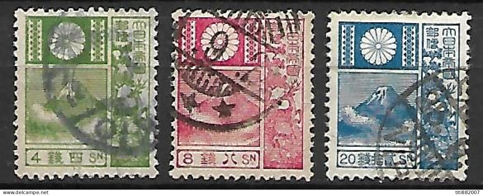 JAPON.    1922.    Y&T N° 170 à 172 Oblitérés.    Mont Fuji.   Cote 30 Euros - Oblitérés