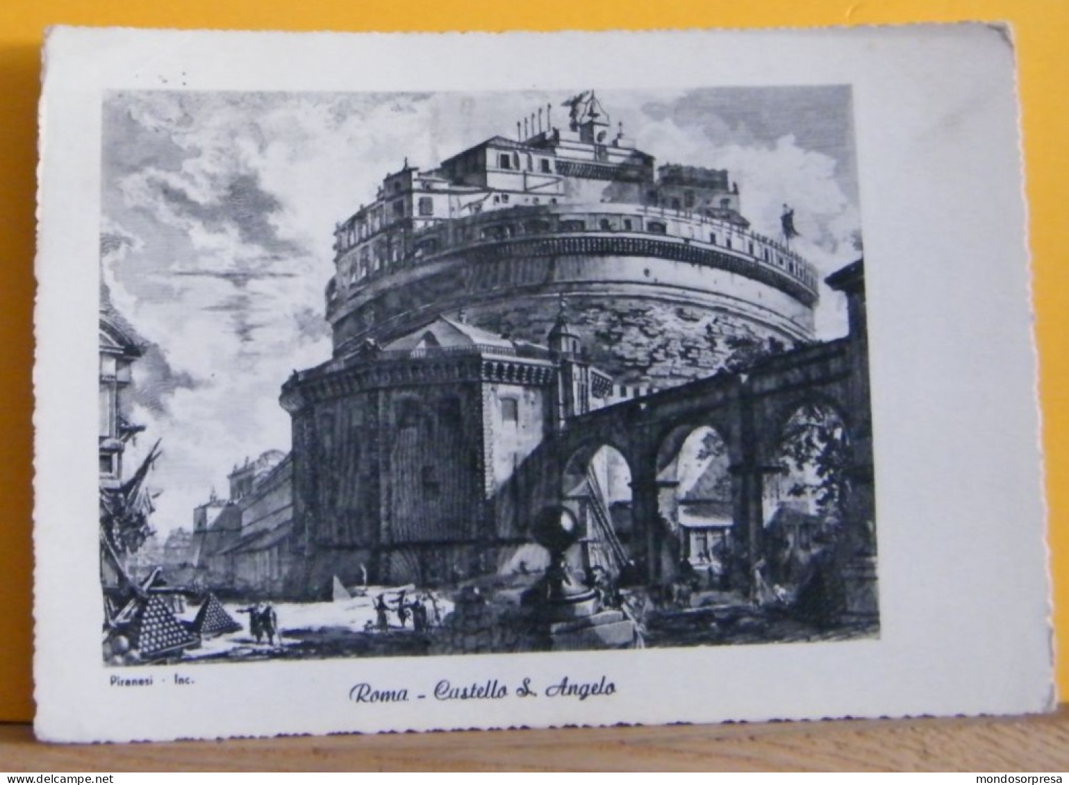 (R1) ROMA - CASTELLO SANT' ANGELO SU INCISIONE DI GIOVANNI BATTISTA PIRANESI - VIAGGIATA - Castel Sant'Angelo