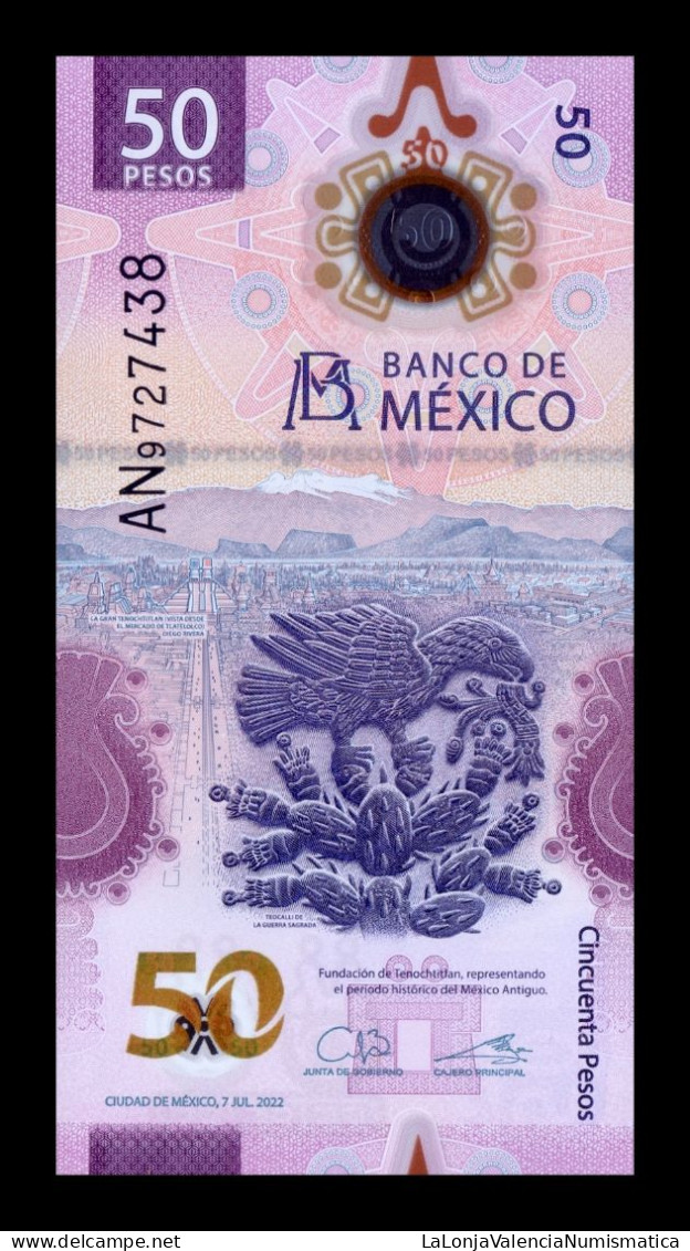 México 50 Pesos 2022 Pick 133c Sign 4 Polymer Sc Unc - Mexique