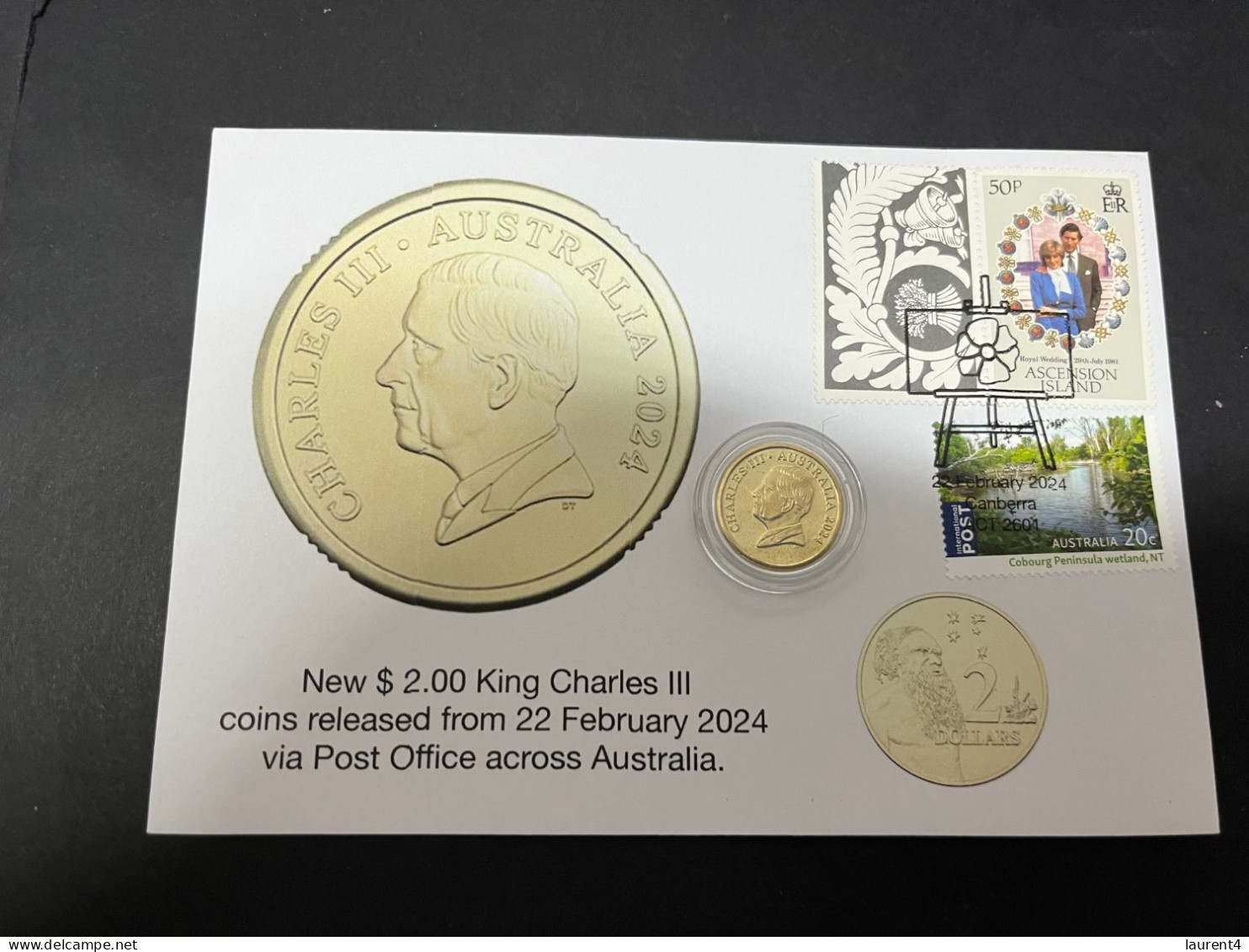 23-2-2024 (1Y 2 A) Australia - Coin Released Via Australia Post - New $ 2.00 King Charles III (on Cover With P. Diana) - 2 Dollars