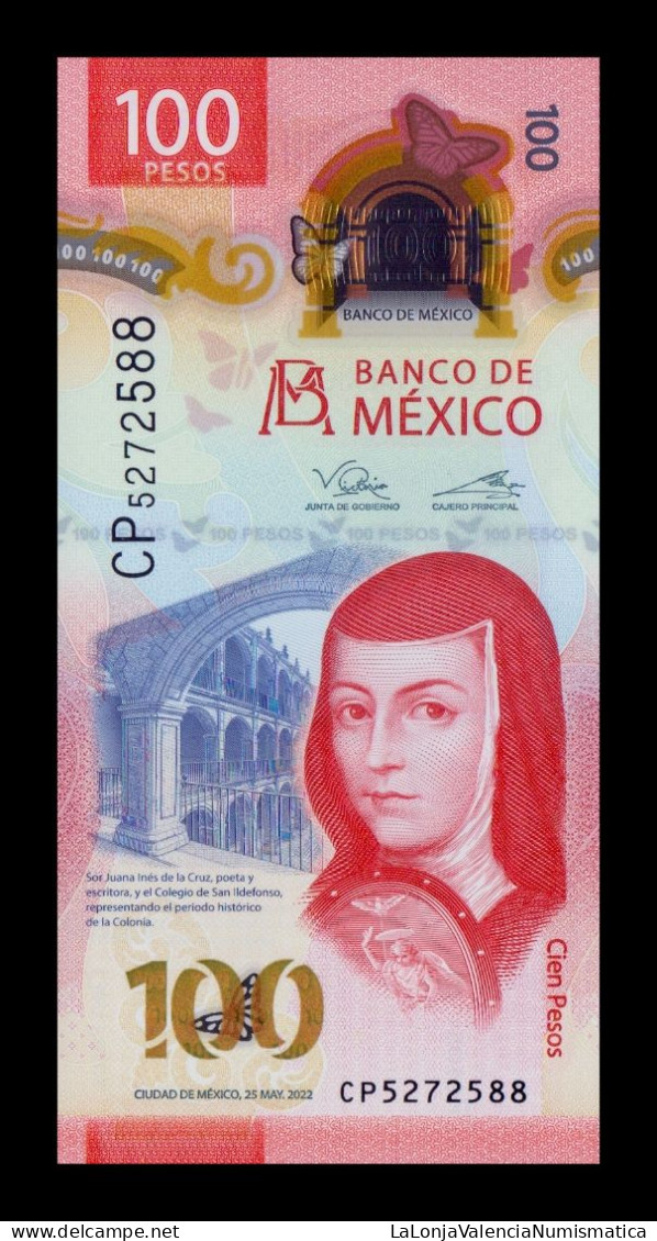 México 100 Pesos 2022 Pick 134f Sign 1 Polymer Sc Unc - Mexique