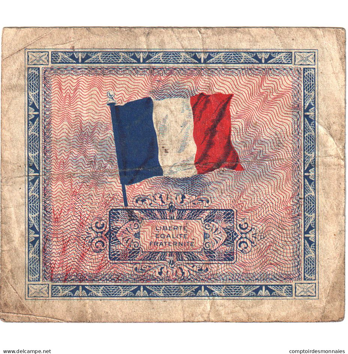 France, 5 Francs, 1944, 01991146, TB, Fayette:17.01, KM:115a - 1944 Drapeau/Francia