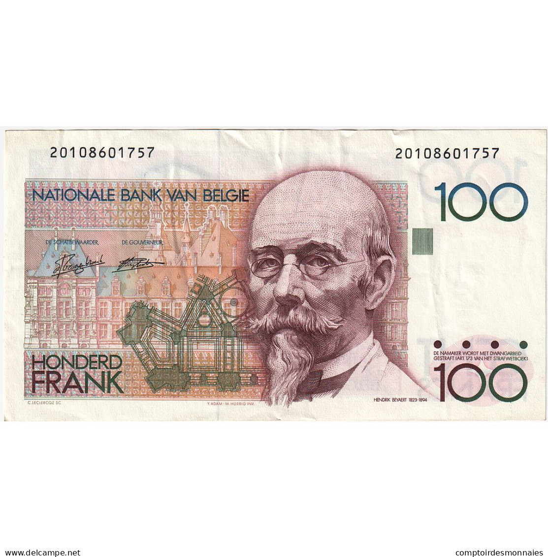 Belgique, 100 Francs, Undated (1982-94), KM:142a, TTB - 100 Francos