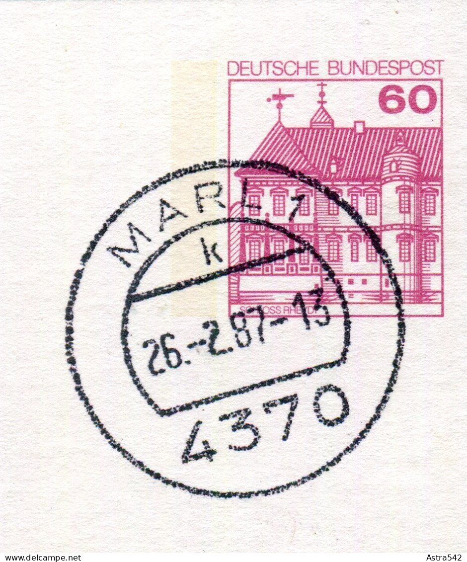 "BUNDESREPUBLIK DEUTSCHLAND" 1977 Ff., 2 Bildpostkarten Je Mit Bildgleichem Stempel Ex "MARL" (50130) - Cartes Postales Illustrées - Oblitérées