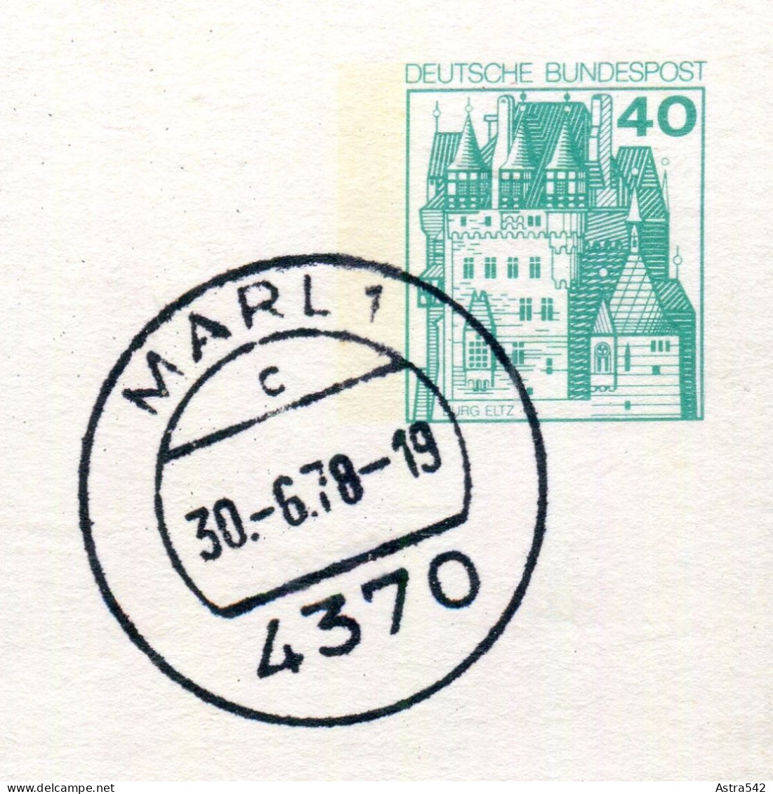 "BUNDESREPUBLIK DEUTSCHLAND" 1977 Ff., 2 Bildpostkarten Je Mit Bildgleichem Stempel Ex "MARL" (50130) - Postales Ilustrados - Usados