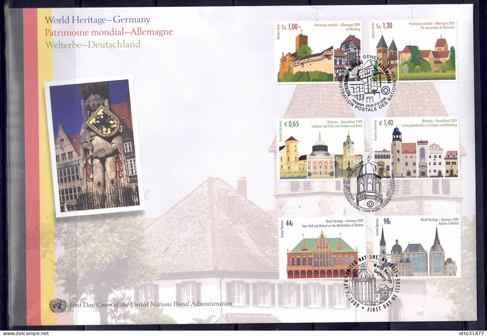 UNO Wien 2009 - UNESCO-Welterbe, 3-Länder-FDC Mit 597 - 598 - FDC