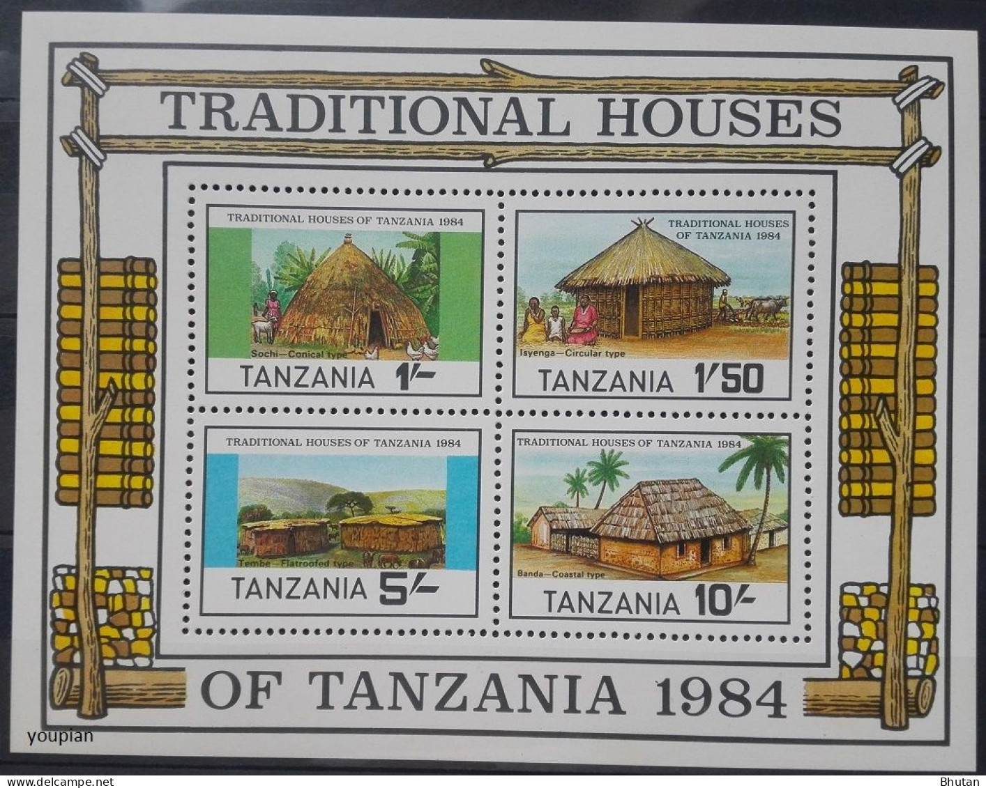 Tanzania 1984, Traditional Houses, MNH S/S - Tansania (1964-...)