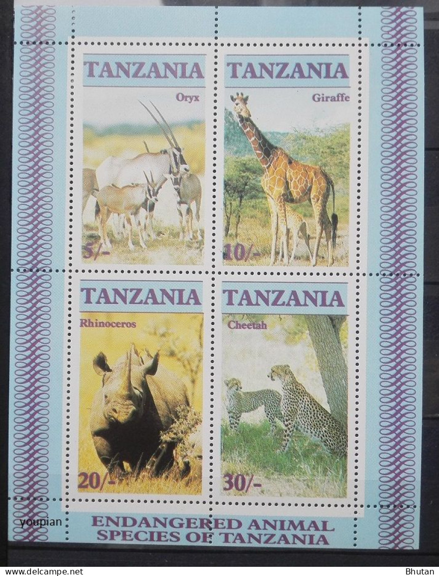 Tanzania 1986, Endangered Animals, MNH S/S - Tansania (1964-...)
