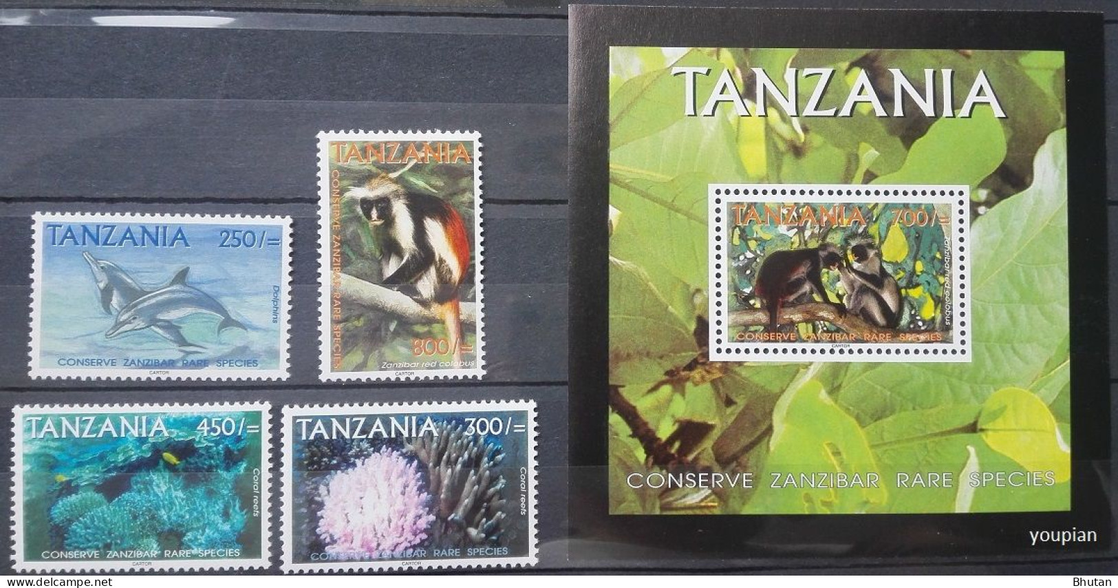 Tanzania 2001, Conserve Zanzibr Rare Species, MNH S/S And Stamps Set - Tansania (1964-...)