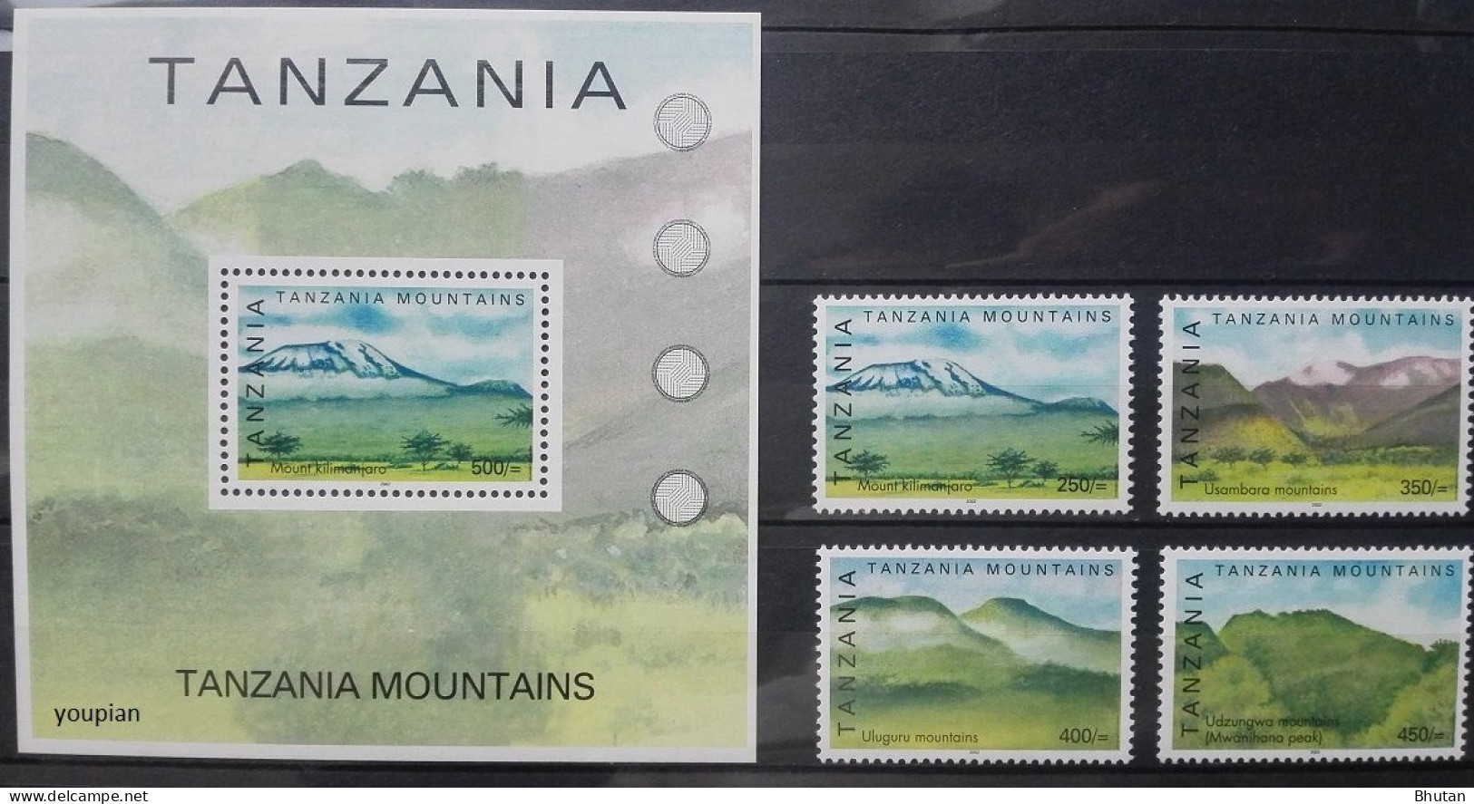 Tanzania 2002, Tanzania Mountains, MNH S/S And Stamps Set - Tansania (1964-...)