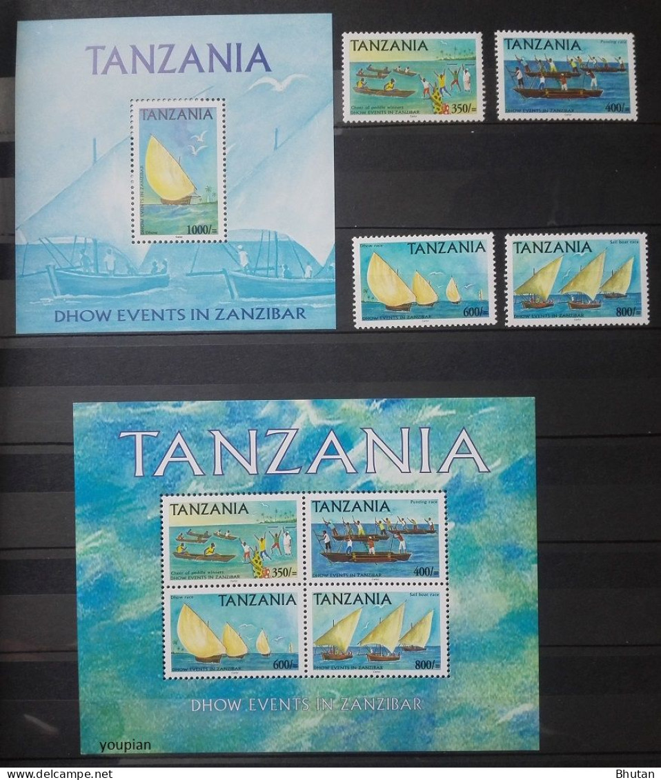 Tanzania 2004, Dhow Events In Zanzibar, Two MNH S/S And Stamps Set - Tansania (1964-...)