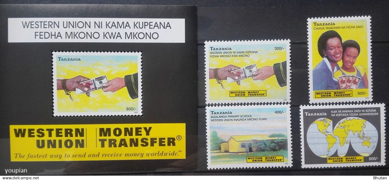 Tanzania 2004, Western Union, MNH S/S And Stamps Set - Tansania (1964-...)
