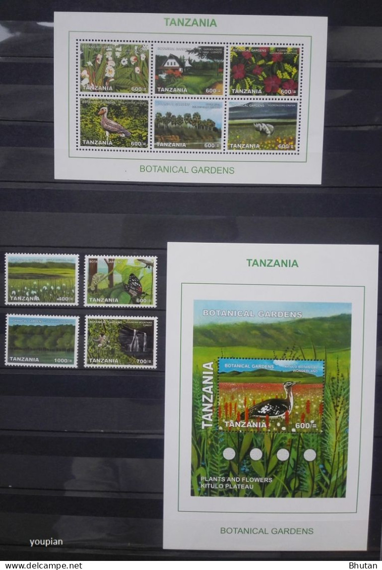 Tanzania 2008, Botanical Gardens, Two MNH S/S And Stamps Set - Tansania (1964-...)