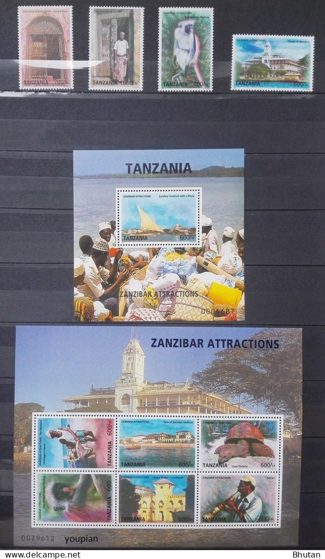 Tanzania 2009, Zanzibar Attractions, Two MNH S/S And Stamps Set - Tansania (1964-...)