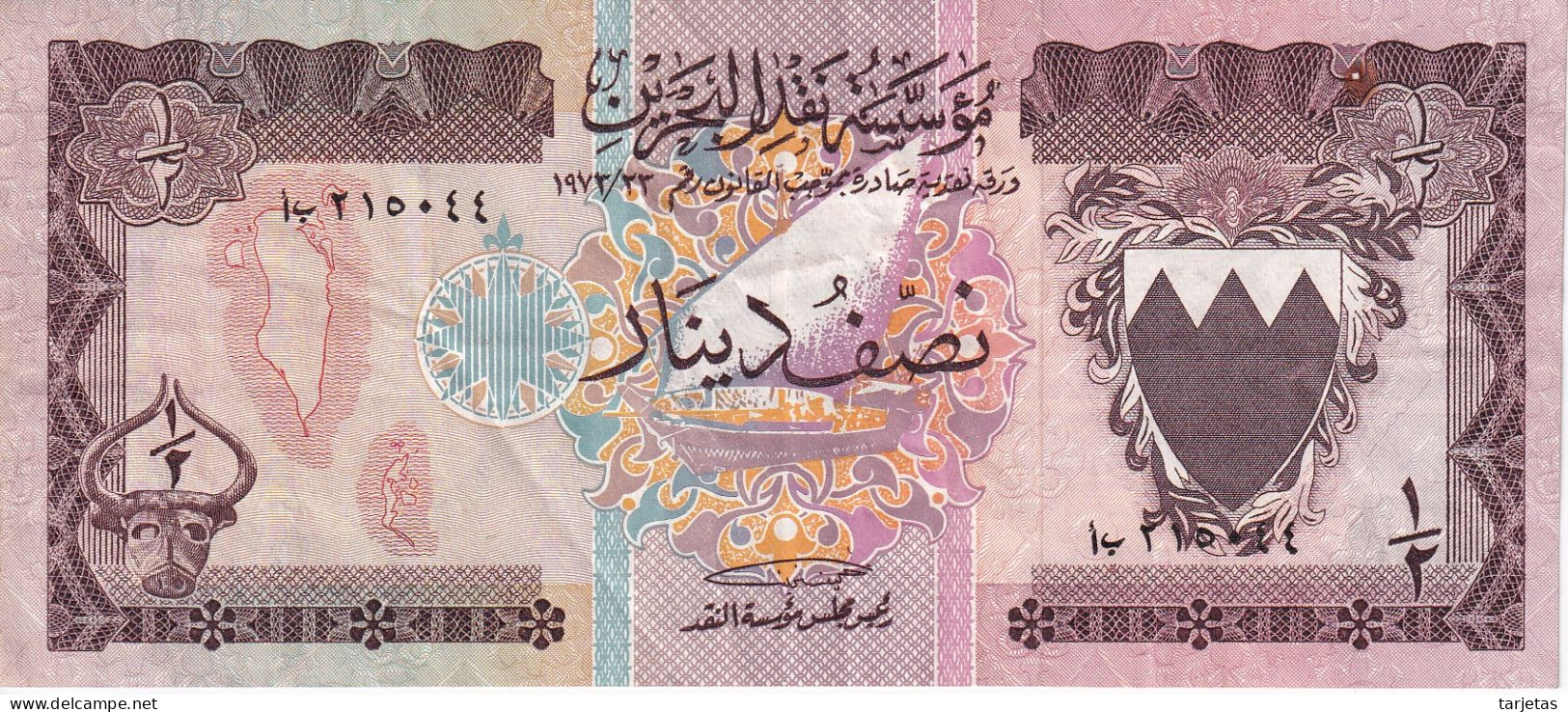 BILLETE DE BAHRAIN DE 1/2 DINAR DEL AÑO 1973 (BANKNOTE) - Bahrain