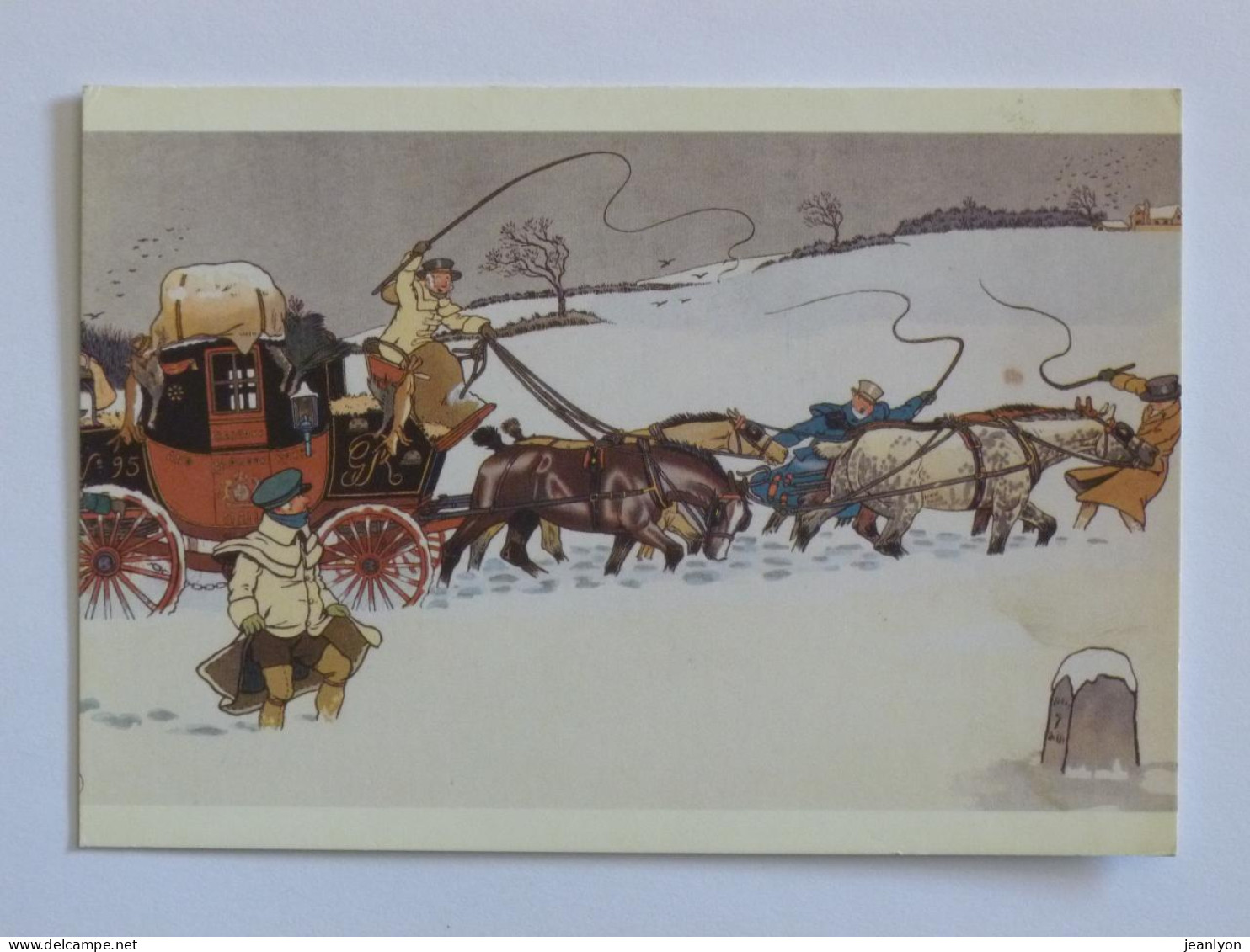 VOITURE HIPPOMOBILE ANCIENNE / Cheval / Voyage En Chaise De Poste Dans Neige - Conservatoire Breton - Taxi & Carrozzelle