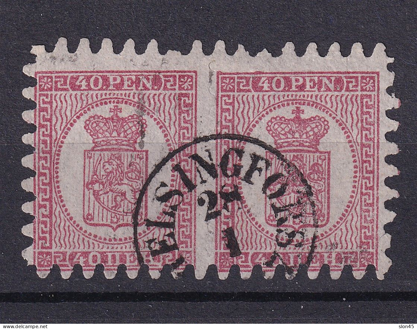 Finland 1866 40p Pair Used Sc10 Type II  Nice Cancel 15941 - Usati