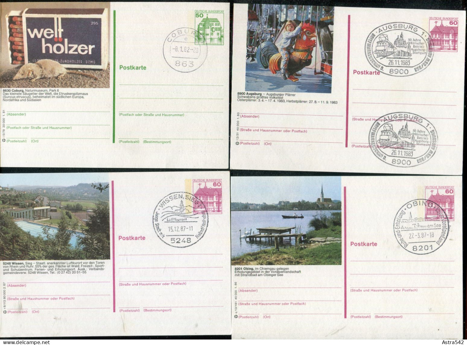 "BUNDESREPUBLIK DEUTSCHLAND" Partie Mit 8 Bildpostkarten Je Mit Bildgleichem Stempel (50140) - Lots & Kiloware (mixtures) - Max. 999 Stamps