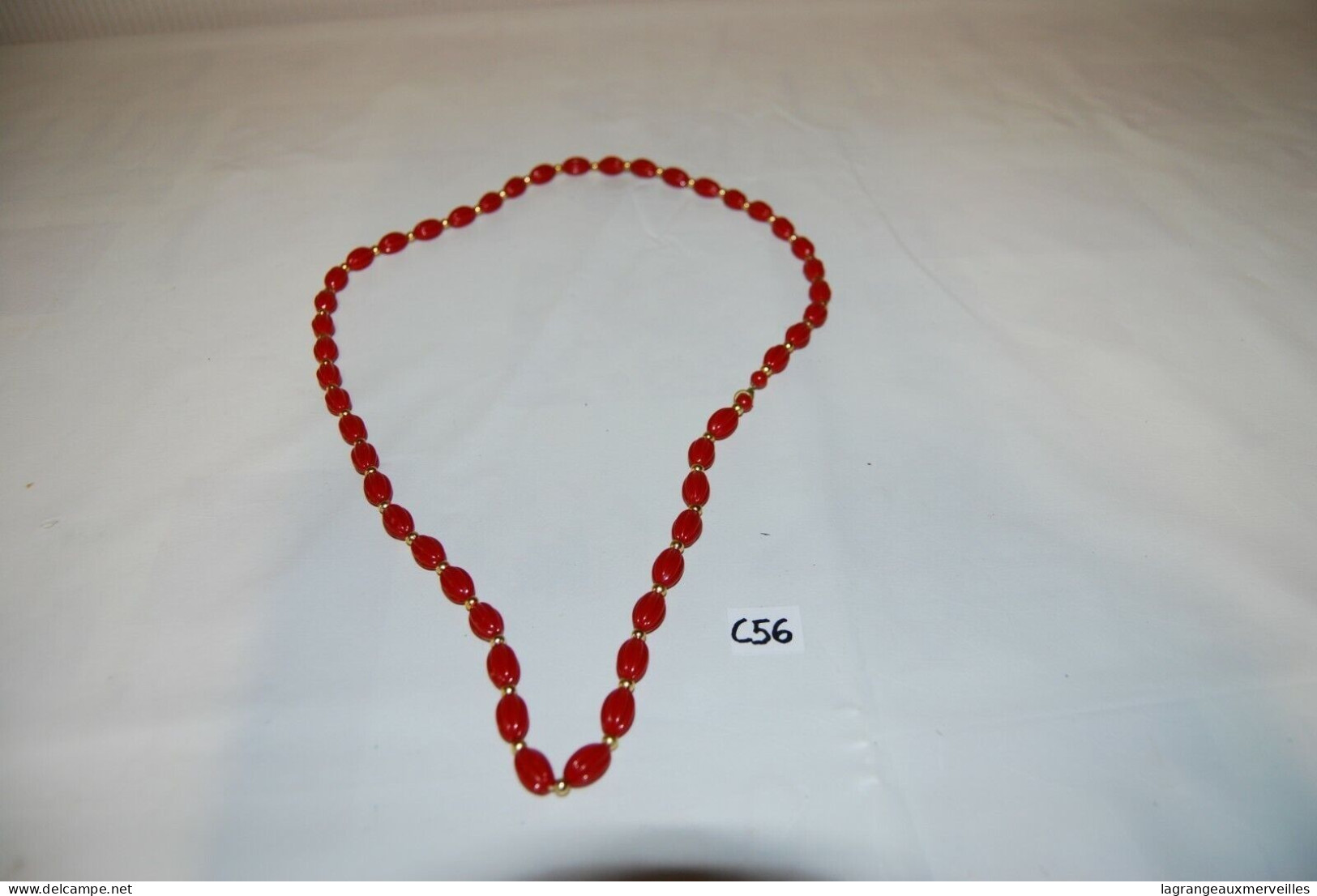 C56 Magnifique Collier De Perles Rouges - Necklaces/Chains