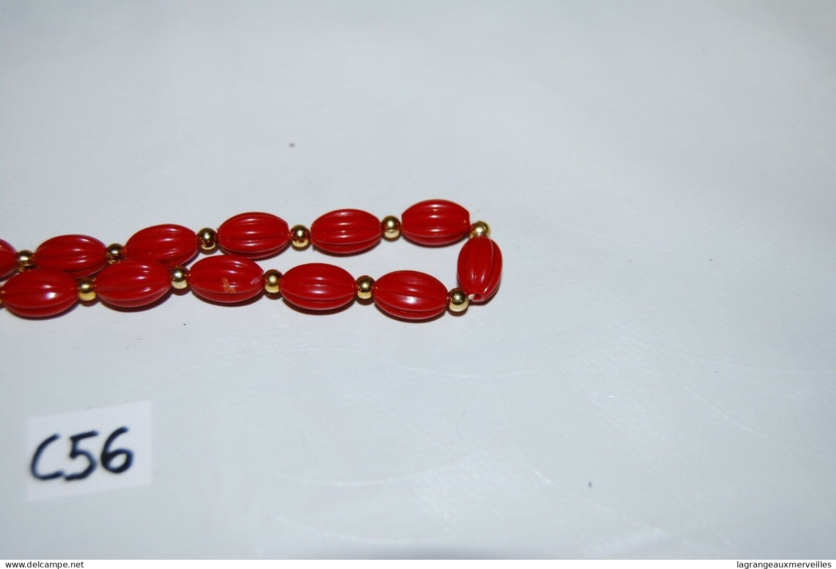 C56 Magnifique Collier De Perles Rouges - Necklaces/Chains