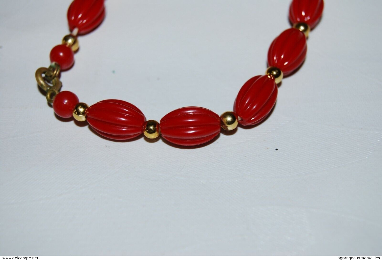 C56 Magnifique Collier De Perles Rouges - Colliers/Chaînes